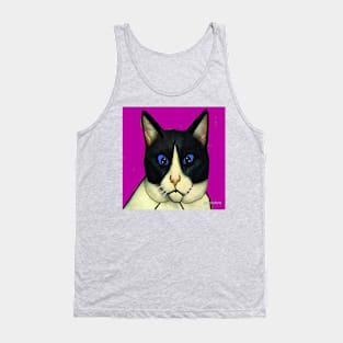 Cat Illustration on Green Background Tank Top